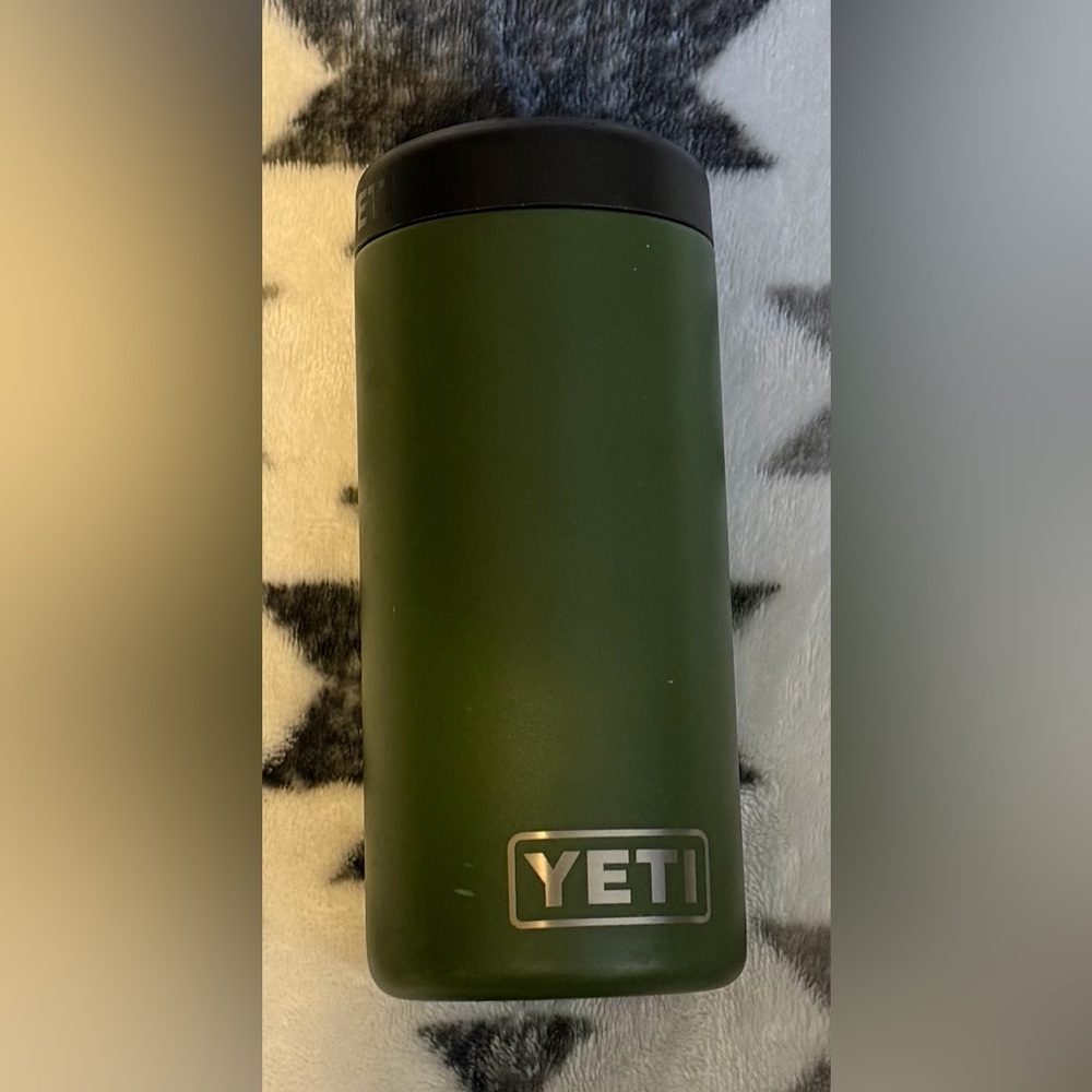 Green Yeti Rambler 12 oz. Can Koozie Cup.